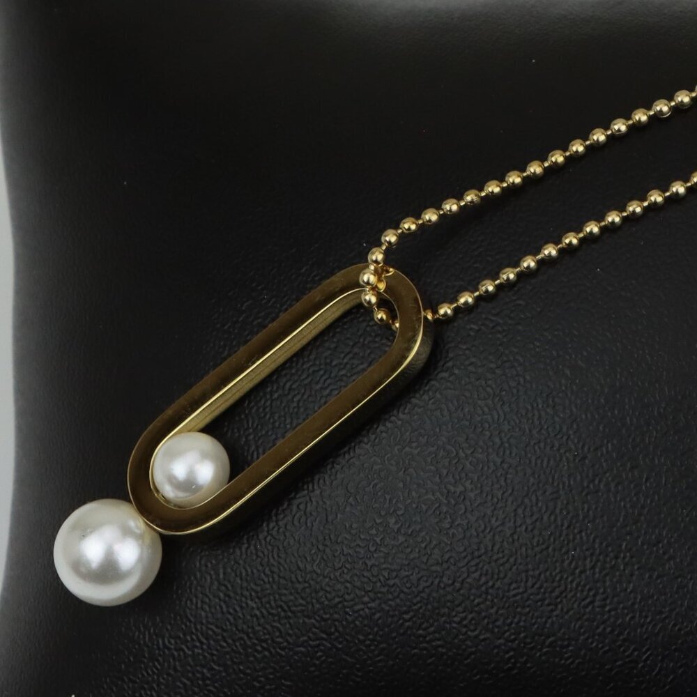 Gold Plated Pearl Drop Pendant Necklace, XPNL0313